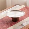 Stainless Steel High Footed Cake Storage Tray Appetizer Platter Fruit Display Plate Household Wood Base Snacks Pans