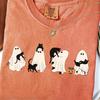 Halloween Black Cat & Ghost Comfort Colors T-Shirt: Spooky Season Tee