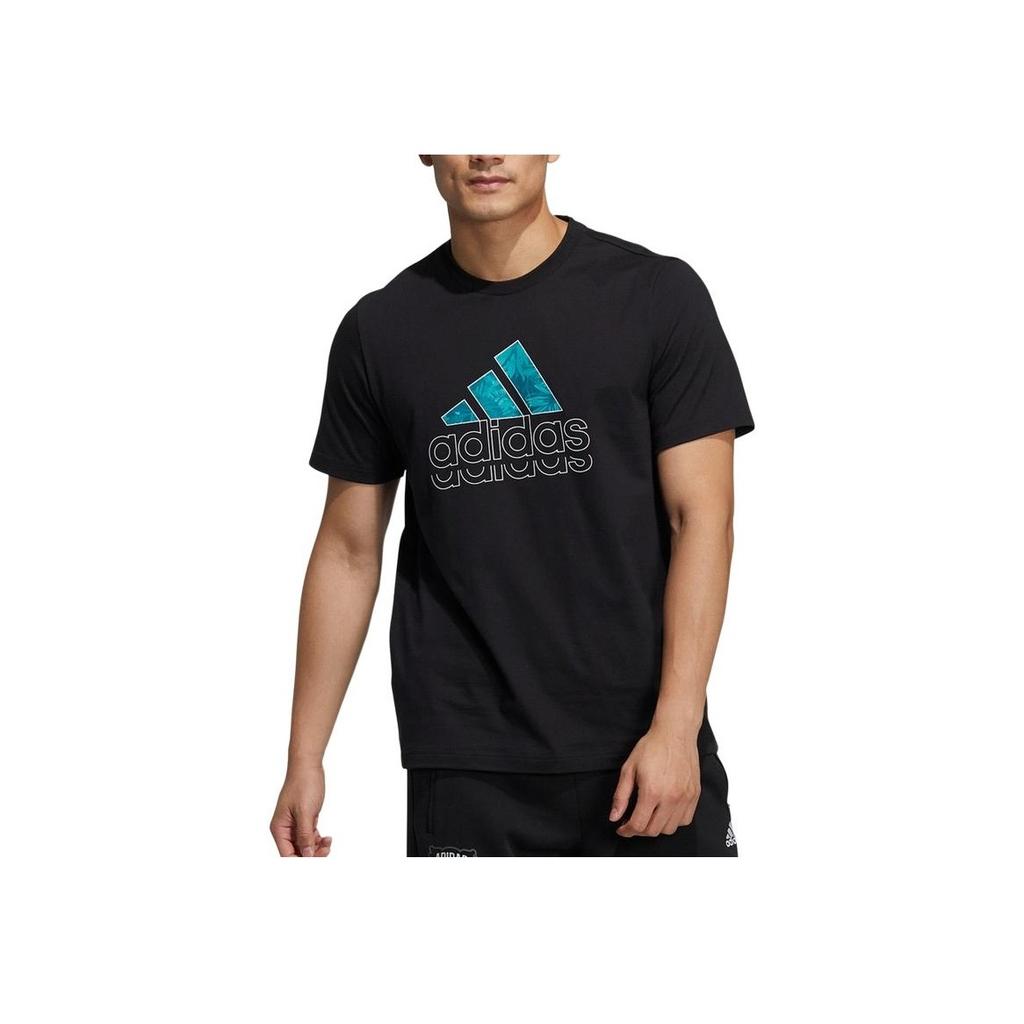 Adidas Sport Casual Round Neck Logo T-Shirt Men Tops Black HE9912