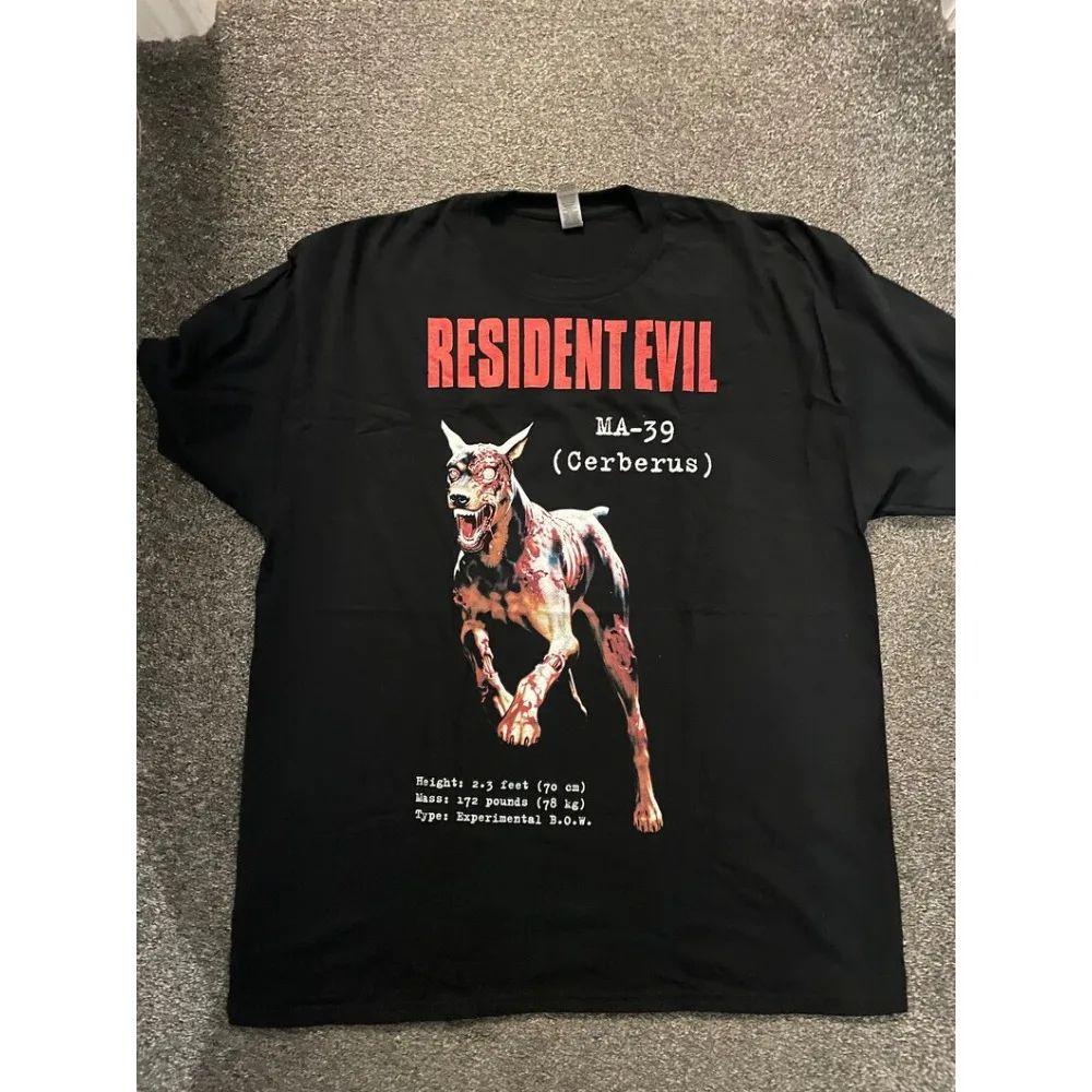Resident Evil MA-39 Cerberus T-Shirt Men Summer Zombie Dog Horror Game Graphic Short Sleeve Oversized Streetwear Gamer Tee L