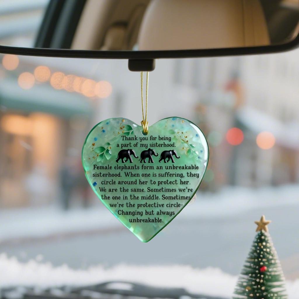 New Heart Shaped Sea Glass Friendship Ornament Christmas Inspirational Friendship Snowflake Ornament Christmas Gift