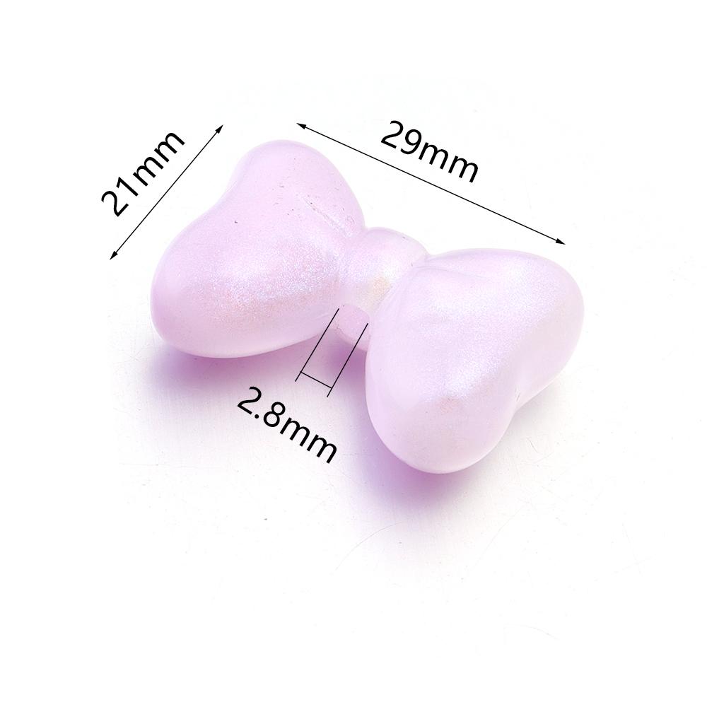5Pcs Candy Color Bow Acrylic Beads Charms Cute Cream Color Bowknot Loose Beads for Bracelet Necklace Jewelry Making Accessories