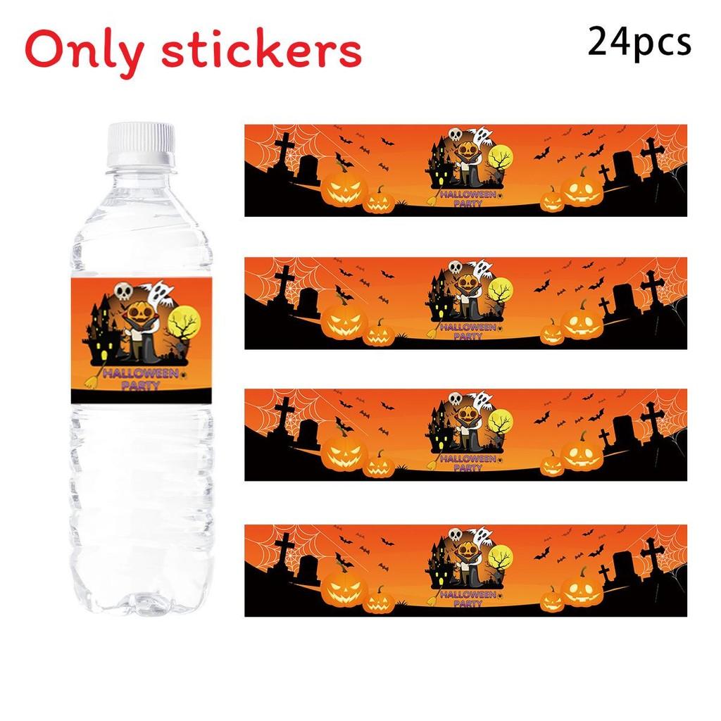 Self Halloween Adhesivewine Bottle Stickers With Pumpkin Print For Party Venue