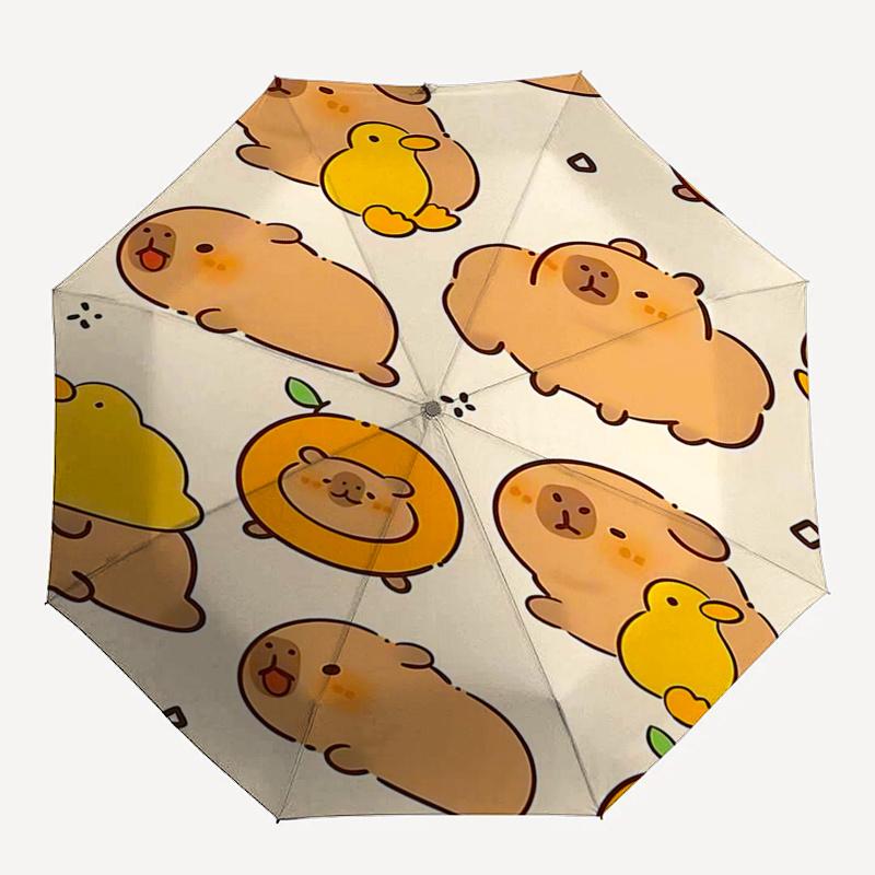 Capybara Themed Travel Umbrella-8 Ribs Automatic Opening and Closing, Portable Folding Design, Compact and Stylish Umbrella Suitable for Out
