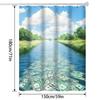 Modern Cartoon Money River Bath Curtain - Vibrant Blue Water with Dollar Bills,  Machine Washable, All-Season Bathroom Decor