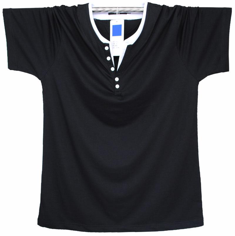 Men's 8XL Trendy V-Neck Short-Sleeve T-Shirt, Korean Style