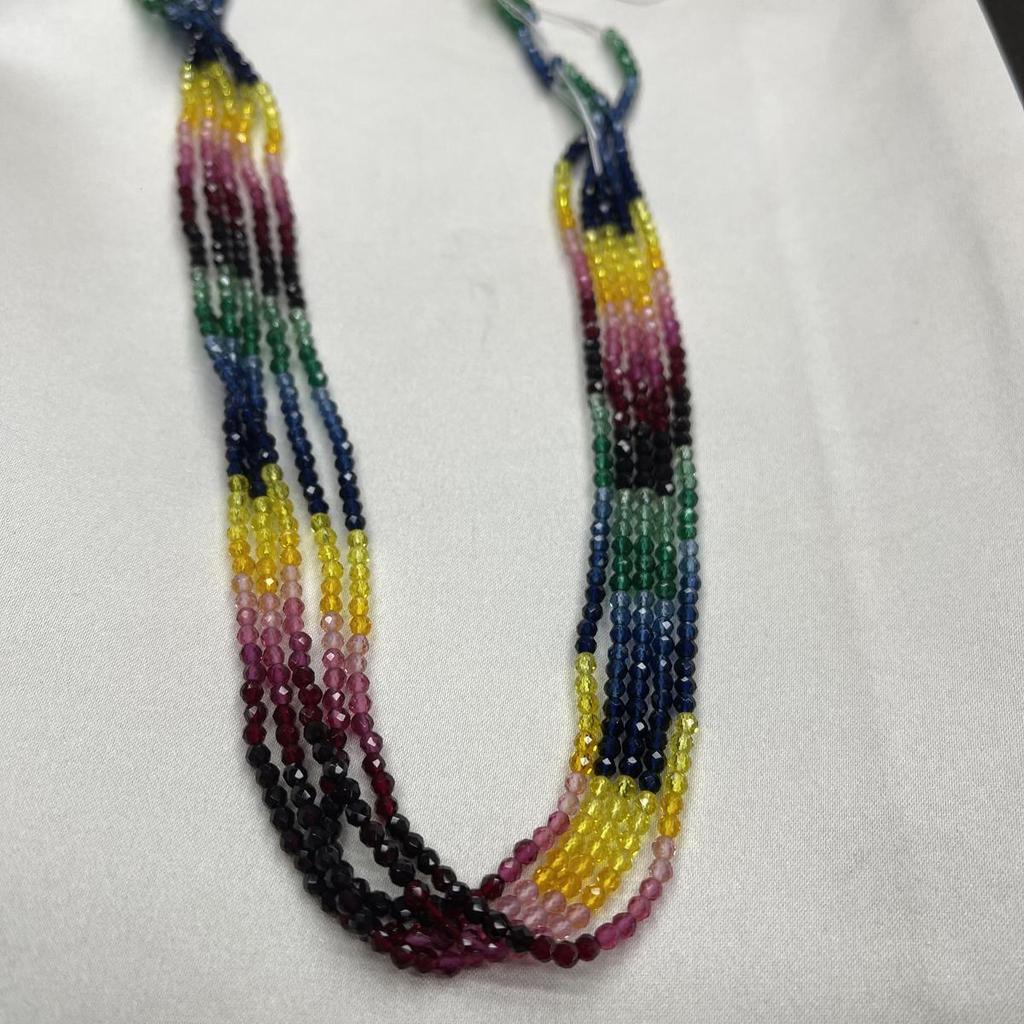10String, Natural Multi-color Spinel Beads Strand 3mm Faceted Round Loose Gemstone Beads 40cm DIY Bracelet Necklace Jewelry Making Supplies