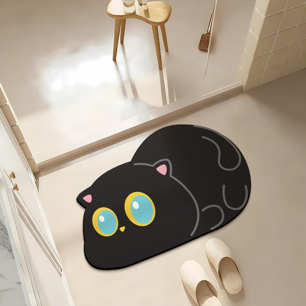 Cat Bathroom Mat Quick-Dry Diatomaceous Earth Bath Mat Funny Soft Diatom Mud Absorbent Floor Mat