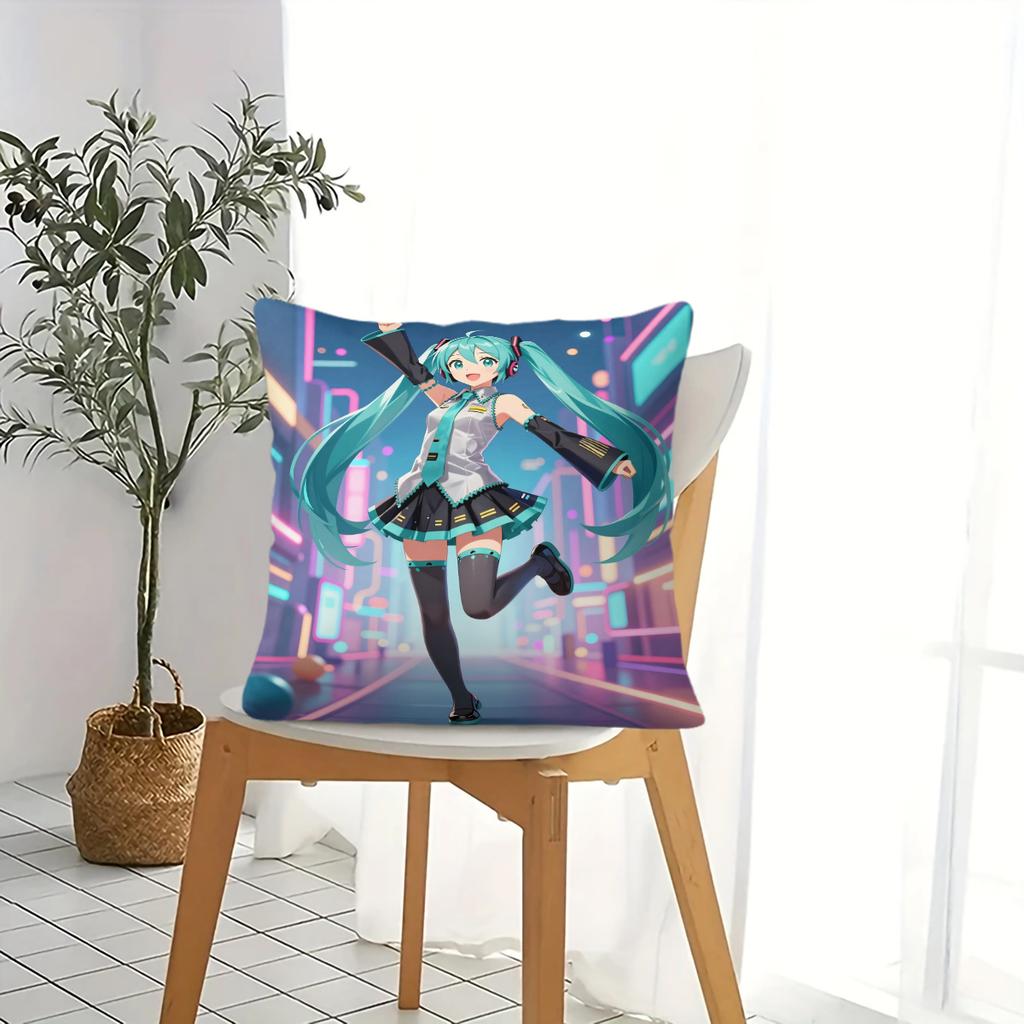 Hatsune Miku Galaxy Throw Pillow, 18.18 Inch Cushion, Accent Pillow, Includes Pillow Core, Hd Print For Sofa Bed Room