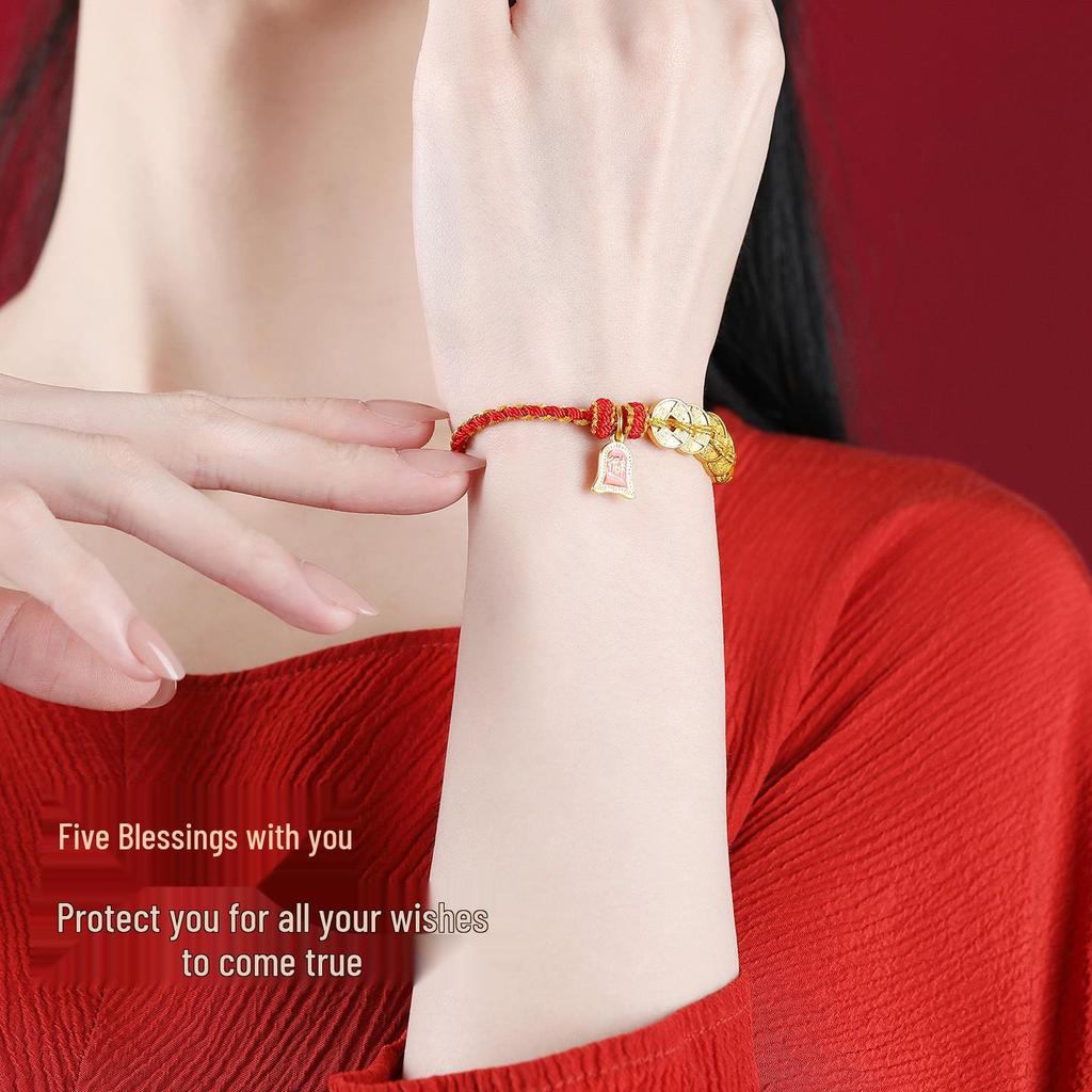 2026 Zodiac Year Five Emperors Coin Bracelet: Hand-woven Red String for Men & Women - Horse Year Edition, Cultural Creative Scenic Spot Souvenir