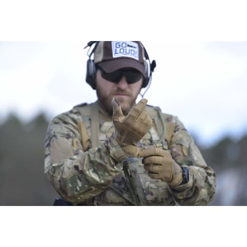 DIRECT ACTION Hard Gloves, Synthetic Leather, Touchscreen Compatible, Black, Size Small