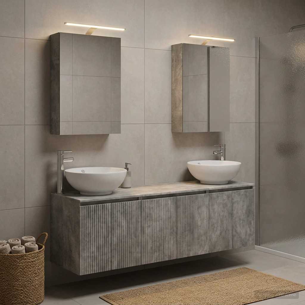 Bathroom Cabinet Set 5 Pcs Concrete Grey Particleboard