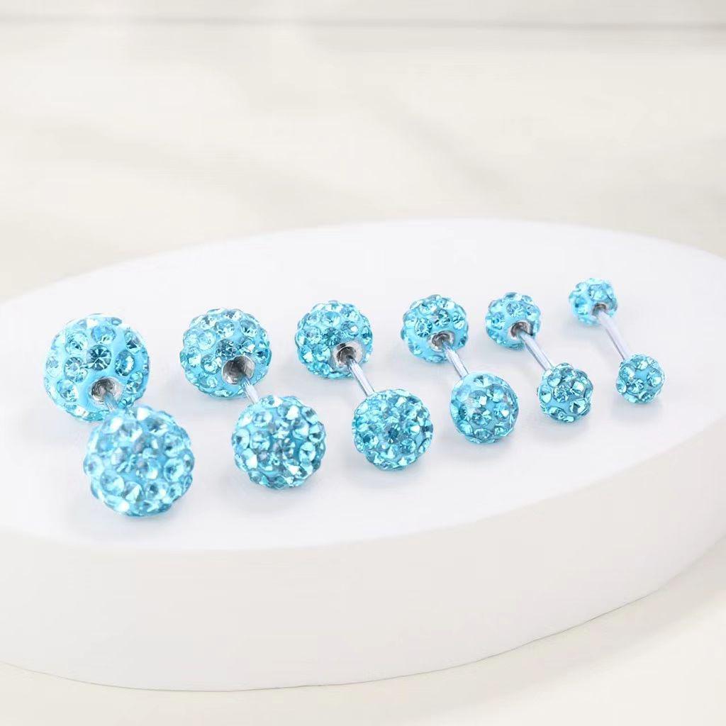 Double-Headed Flash Diamond Titanium Steel Cartilage Ear Studs