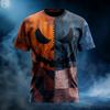 Halloween Men's Optical Illusion Pumpkin 3D T Shirt Short Sleeves T Shirt 3D Printing Crew Neck Shirt Exaggerated Designer