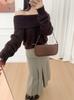 Women's One-Shoulder Knit Pullover Sweater: Off-Shoulder, Long Sleeve, Soft & Brushed - Autumn/Winter Collection