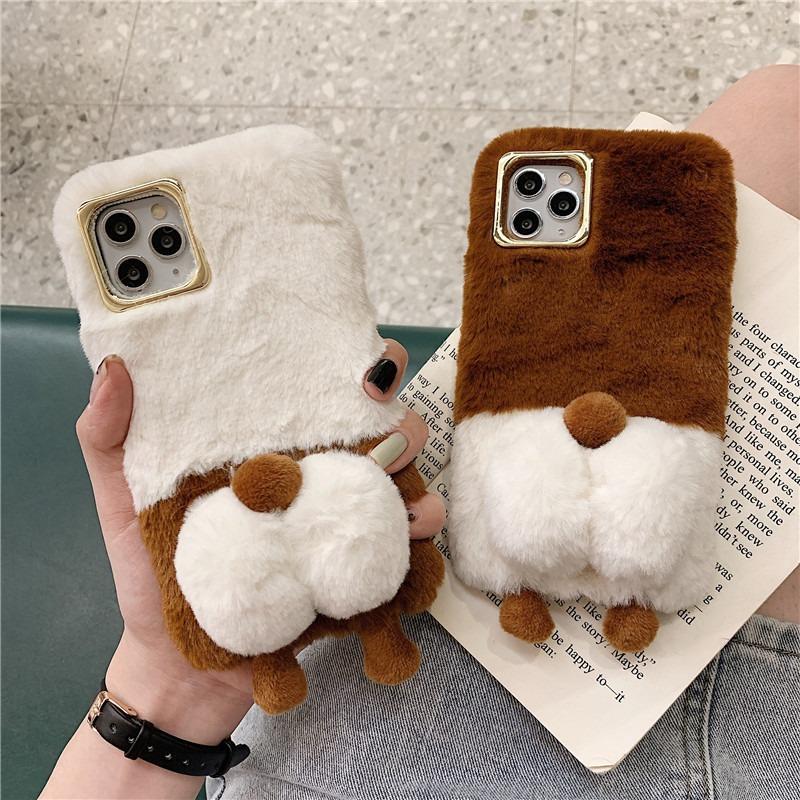 Cute Corgi Butt for Apple 15 for IPhone 16 Promax Phone Case Plush 14 Autumn and Winter Protective Cover XR