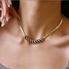 Choker Chain Embedded Stripe Necklace Geometric Style Vintage Necklace  Women Girls