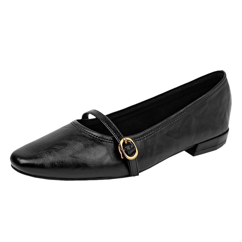Mary Jane shoes women's flat bottom 2025 spring new high pole brown soft sole shallow mouth women's shoes low heel single shoes