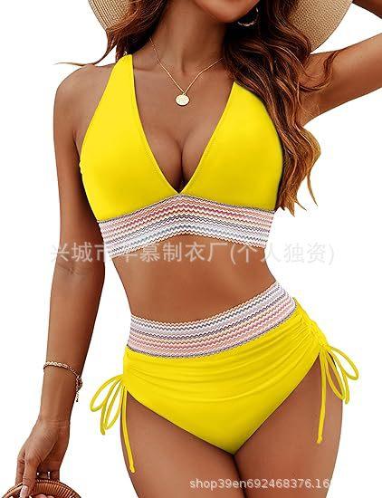 New swimsuit women's split sexy bikini high waist belly cover neck tight explosion