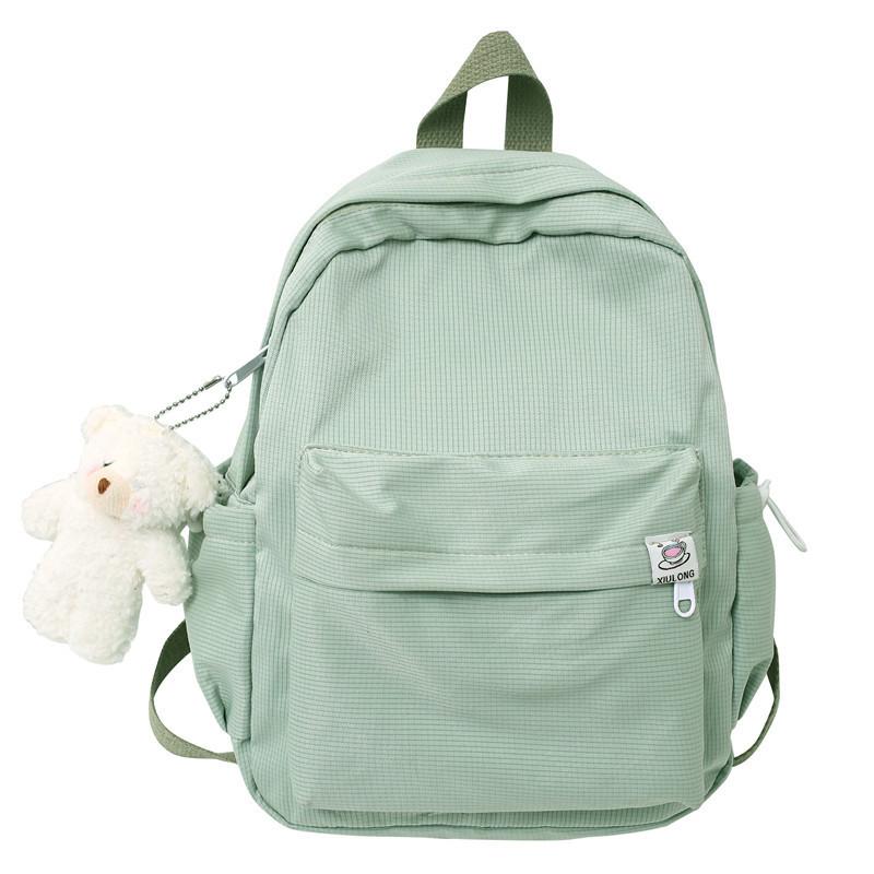 

2025 new candy color student schoolbag Japanese fresh girl backpack personalized versatile simple solid color backpack single pack зелёный