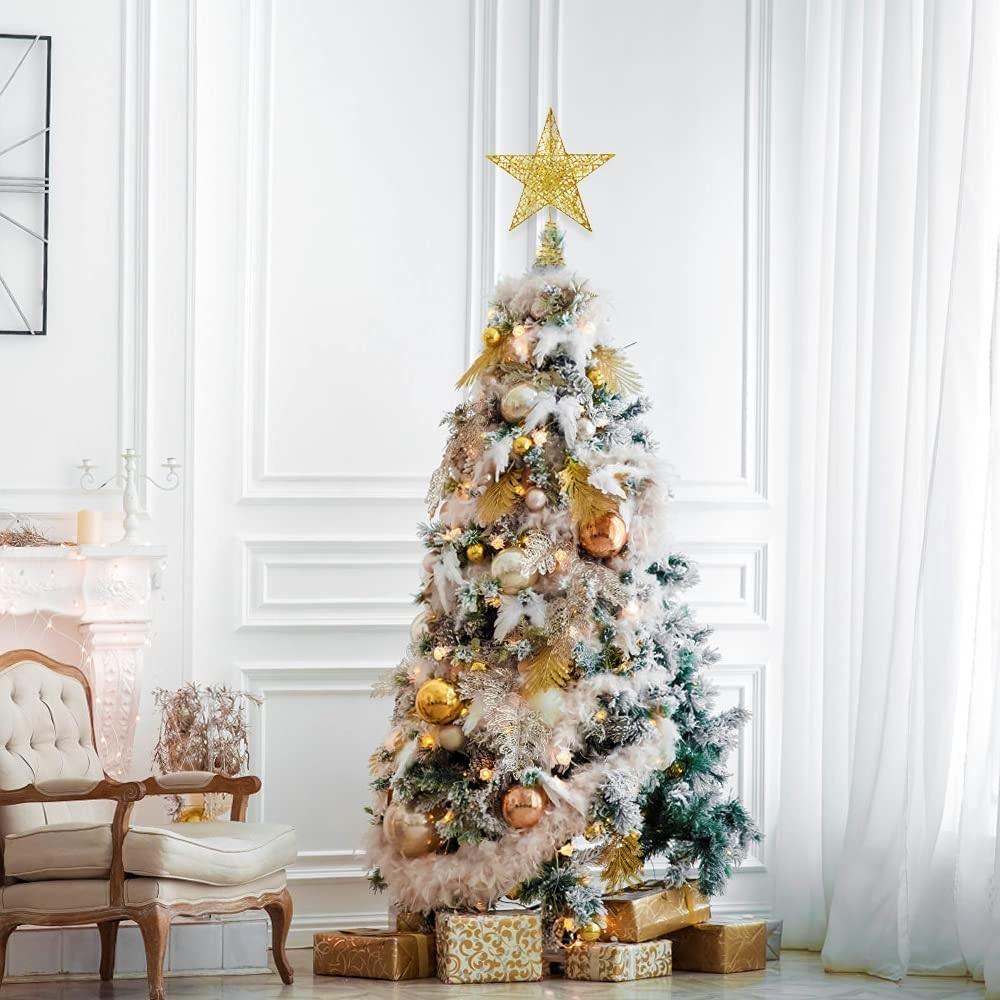 1× Glitter Star Christmas Tree Topper Ornaments Party Decoration Xmas Tree Decor