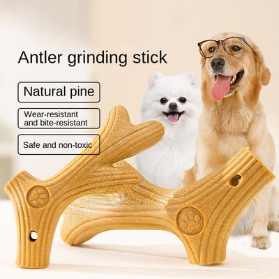 Brinquedos de madeira de pinho para cães e gatos, chifre de veado, vara de moagem de dentes, cães pequenos e grandes, brinquedos de relaxamento para animais de estimação, buldogue francês, corgi
