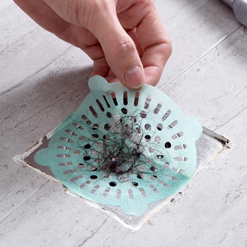 30Pcs Disposable Sink Filter Shower Drain Sticker Drain Hair Catcher Drain Cover