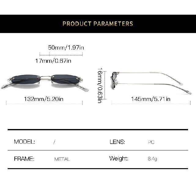 Small Frame Sunglasses, Rimless Sunglasses, Ultra-lightweight Mini Glasses