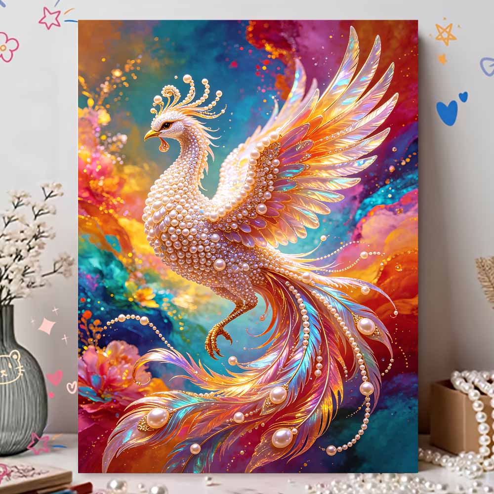 Shiny Pearl Elegant Phoenix Bird DIY Painting Creative Bead Art Craft Household Wall Decoration Nice Present For Art Hobbyists Home Ornament Decor