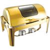 Gold-Plated Stainless Steel Chafing Dish with Glass Lid
