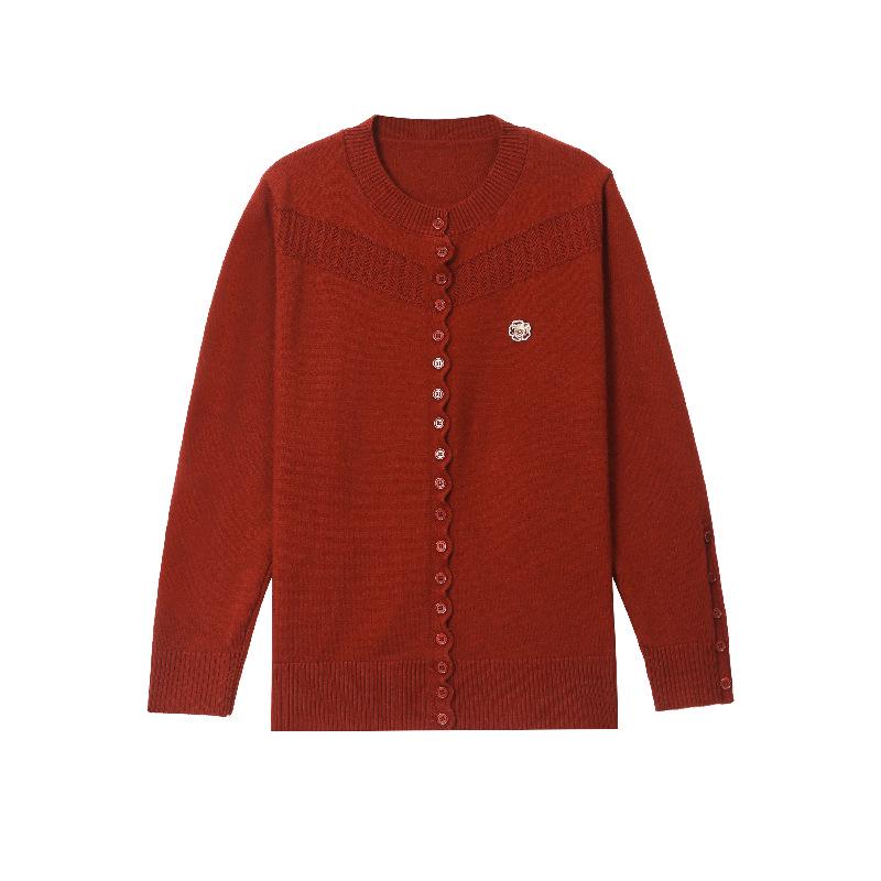 Women's Casual Long-Sleeve Knitted Sweater for Ages 40-60 - Elegant Top for Middle-Aged & Elderly