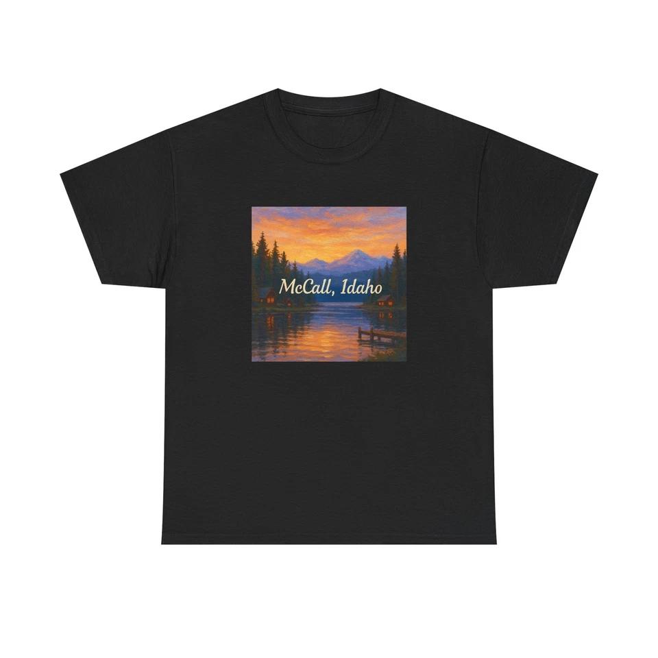 Unisex Adult T Shirt McCall Idaho Payette Lake Sunset M