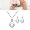 Women Necklace Earrings Set Simple Elegant Temperament Alloy Silver Chain Pearl Necklace and