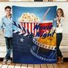 Movie Night Popcorn Flannel Blanket Soft Cozy Throws Napping Travel Use