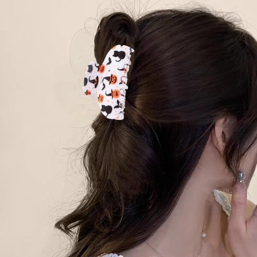 PVC Pumpkin Themed Gripper Spider Skeleton Shark Clip Headwear Halloween Hair Claw  Girls