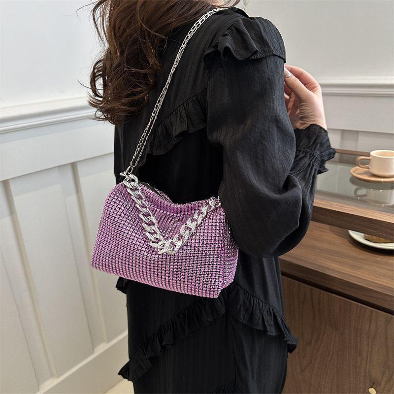 Chain Bag, Women's Single Shoulder Crossbody Bag, Large Capacity Casual Bag, Diamond Inlaid Bag