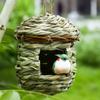 Handmade Outdoor Woven Straw Birdhouse: Warm Bird Nest Pendant for Home Decoration