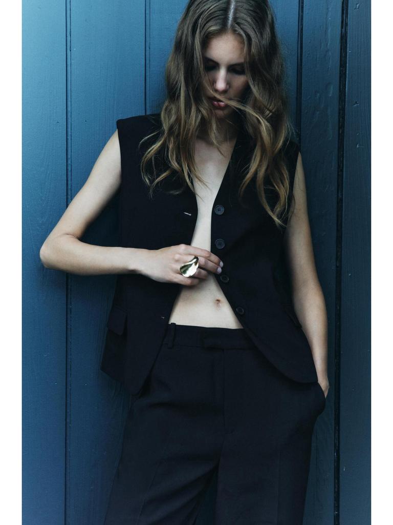 2024 Spring/Summer Women's Sleeveless Button-Up Vest and Casual Pants Set - High-End European and American Style