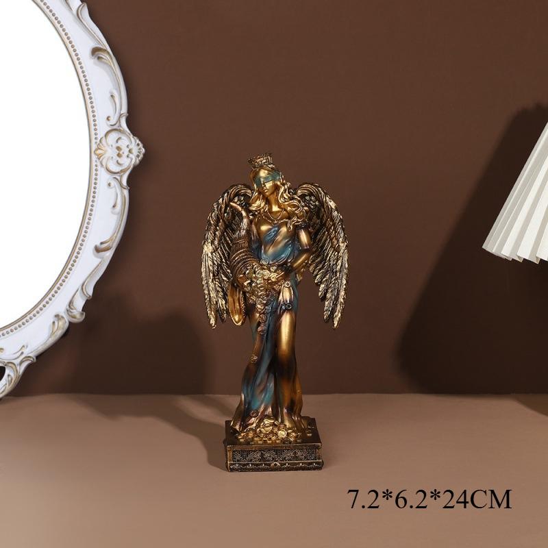 Statues of Greek Mythological Figures Goddess of Wealth Figurine Lucky Wealth Angel Resin Sculpture Home Office Desktop Decor