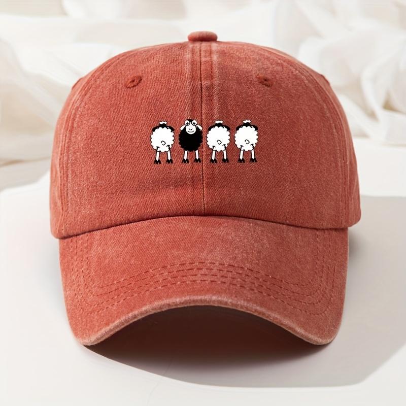 Cartoon Sheep Print Baseball Cap Retro Washed Casual Hat Adjustable High Quality Dad Truck Fishing Hat for Men and Women