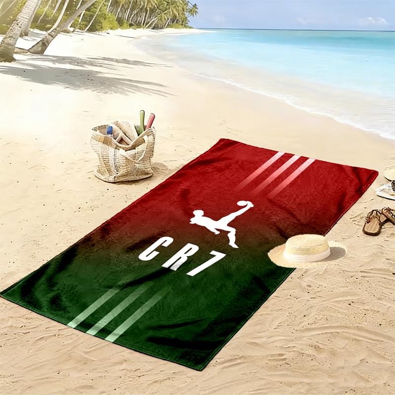 Serviette de plage Art Football Dynamique CR7 Camping extérieur doux Serviette de piscine extérieure Séchage rapide Serviette de bain Absorbante Mode