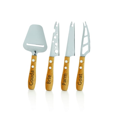 BOSKA Geneva Cheese Knife, Stainless Steel/Wood, 18x17x2.5cm, Set of 3 Mini Cheese Knives, 358205