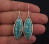 Solid 925 Sterling Silver Blue Copper Turquoise Gemstone Earring Handmade Women Dangle Drop Earrings Long Earrings