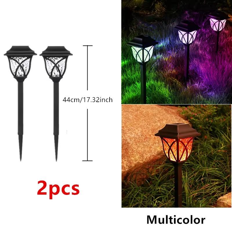 2Pcs Solar Ground Lights Garden Courtyard Corridor Decor Night Lights Festival Home Landscape Lighting Outdoor Solar Lawn Lamp