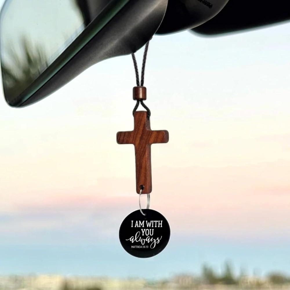 Handgefertigter NFC Bibelkreuz-Anhänger Holzkreuz Auto-Spiegel-Hänger Schmuck Geschenk