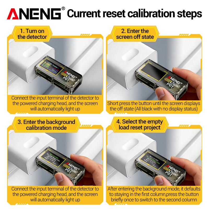 Digital Voltmeter Ammeter ANENG P01 USB Tester Meter 4V-30V Capacity Energy Temperature Fast Power Detector