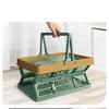 Picnic Basket Foldable Medium Japanese Style Portable Handle Travel Carrying Basket for Outdoor Home Green with Coffee