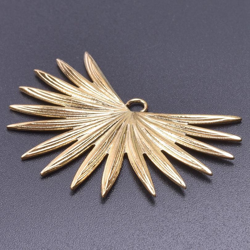 Real Gold Plated Stainless Steel Plant Charms For Jewelry Making Supplies Rose Plum Blossom Leaves 5pcs/Lot Pendant DIY Pendant