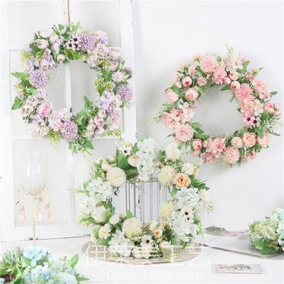 Forest Style Colorful Flower Wreath: Door Decoration & Photography Prop with Peony & Hydrangea - Perfect for Weddings & Shop Windows.