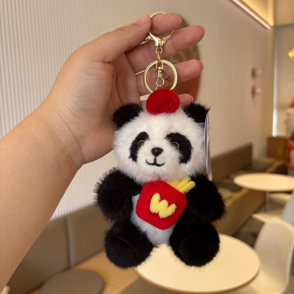Chengdu Cartoon Cute Flower Panda Strawberry Persimmon Backpack Plush Panda Pendant Little Panda Doll